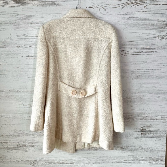 MARVIN RICHARDS Wool Tweed Cream Large Button Twee Pea Coat M - Picture 6 of 12